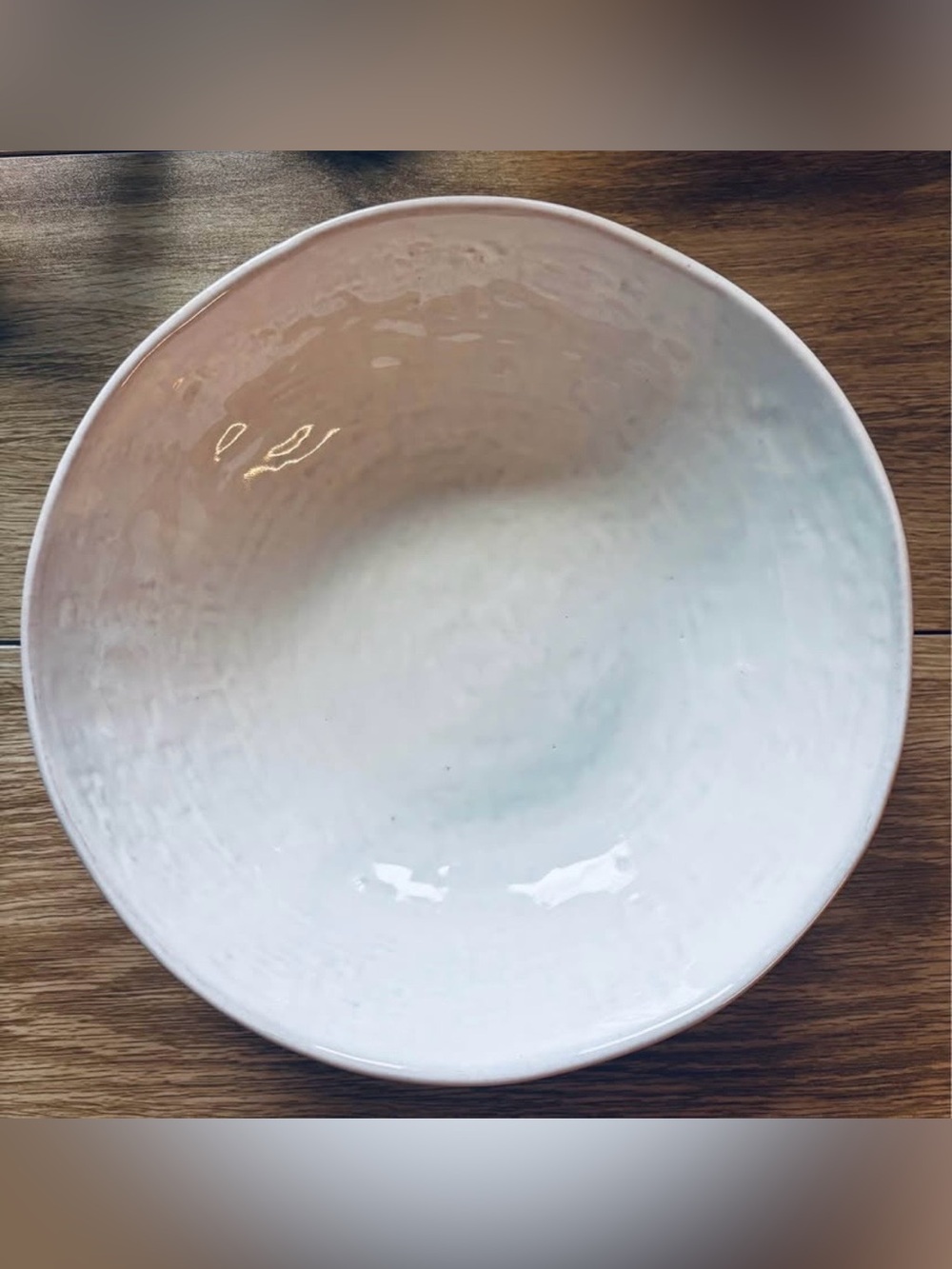 White Hammered Serving Bowl